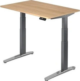 Hammerbacher Ergonomic Aktiv XBHM12 elektrisch höhenverstellbarer Sitz-Steh-Schreibtisch 120x80cm Eiche/graphit