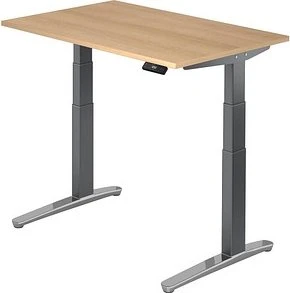 Hammerbacher Ergonomic Aktiv XBHM12 elektrisch höhenverstellbarer Sitz-Steh-Schreibtisch 120x80cm Eiche/graphit