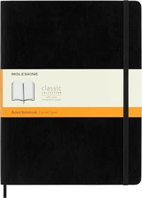 Moleskine Klassik Notizbuch, 190x250mm, liniert, weicher Einband X-Large, schwarz, 192 Blatt