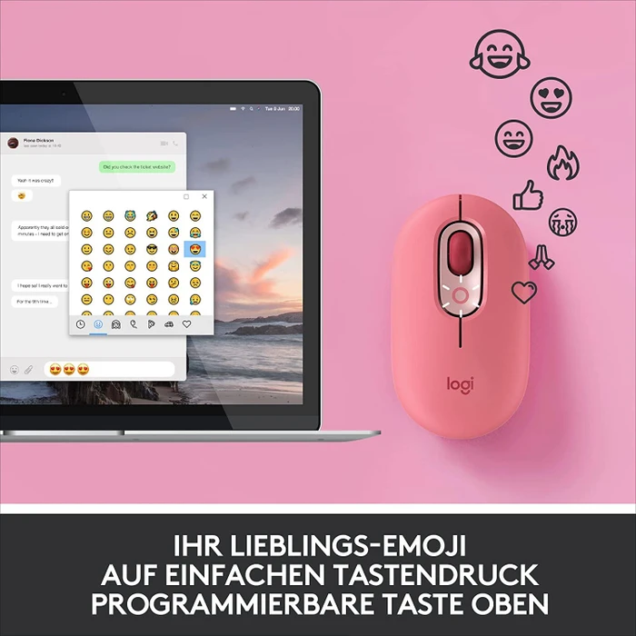 Logitech POP Wireless Mouse, Heartbreaker, Logi Bolt, USB/Bluetooth