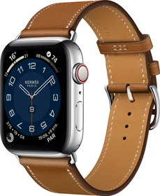 Apple Watch Hermès Series 6 (GPS + Cellular) 44mm Edelstahl silber mit Single Tour Barénia Lederarmband braun