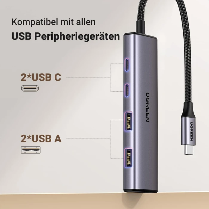 Ugreen 4-in-1 USB-C Hub, USB-C 3.0 [Stecker]