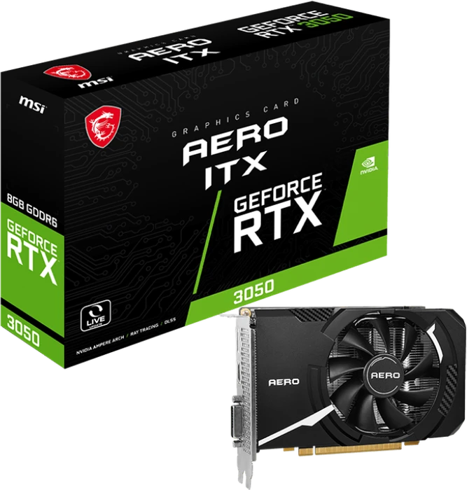 MSI GeForce RTX 3050 Aero ITX 8G V1, 8GB GDDR6, DVI, HDMI, DP