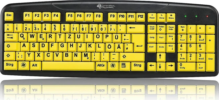 GeneralKeys Großschrifttastatur, schwarz/gelb, USB, DE