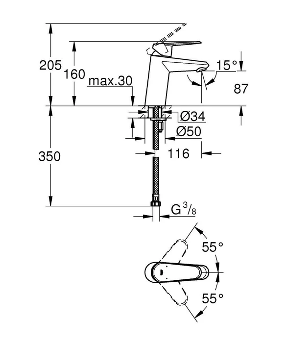 Grohe Eurodisc Cosmopolitan Einhand-Waschbeckenarmatur 1/2" S-Size chrom