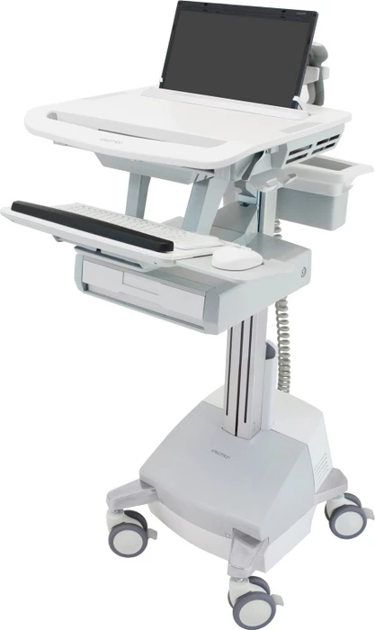 Ergotron StyleView SV44 Laptop Visitenwagen mit Schublade elektrisch höhenverstellbarer mobiler Arbeitsplatz 56x50cm grau/grau