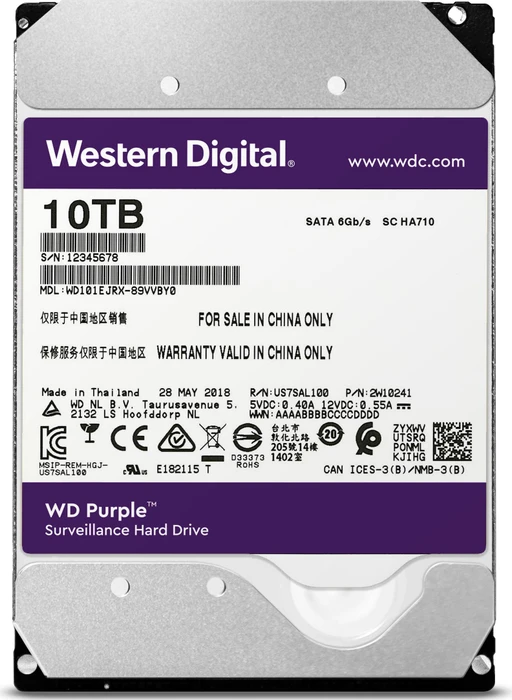 Western Digital WD Purple 10TB, 24/7, 512e / 3.5" / SATA 6Gb/s