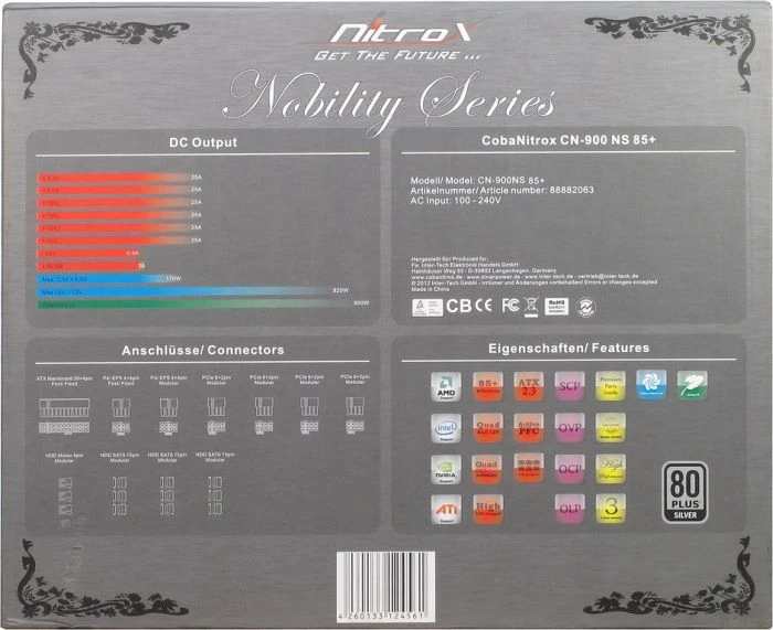 Inter-Tech Coba Nitrox Nobility 900W, ATX 2.3