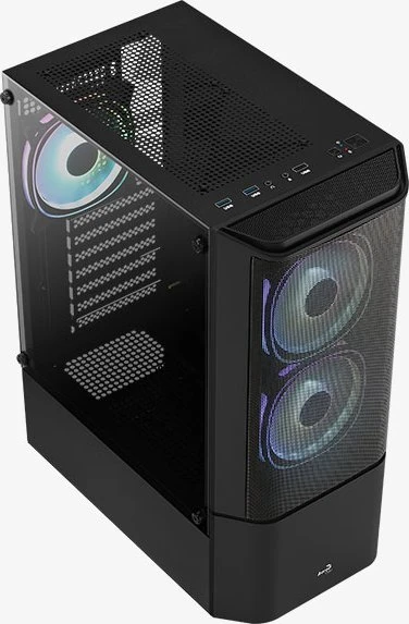 AeroCool Quantum Mesh [V2], schwarz, Lüfter LED Fixed RGB, Glasfenster