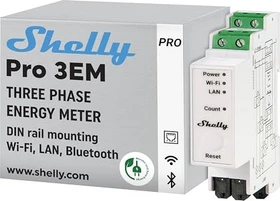 Shelly Pro 3EM-400A, DIN-Schienen-Stromverbrauchsmessgerät, 3-Phasen, 400A, Strommesssensor