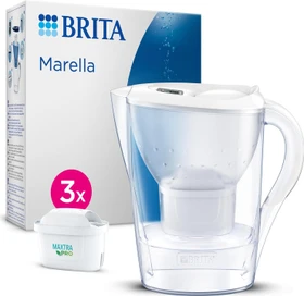 Brita Marella Tischwasserfilter inkl. 3 Kartuschen Maxtra Pro weiß
