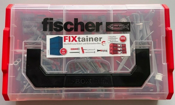 fischer L-Boxx mini DuoLine Schrauben/Dübel-Sortiment inkl. L-Boxx, 181 Stück