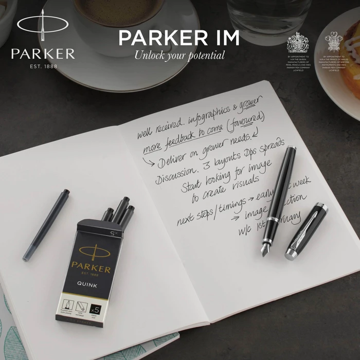 Parker IM dark espresso, rechte Hand, fein, Geschenkbox