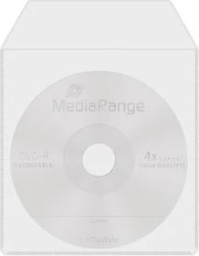MediaRange Papierstecktaschen für 8cm Mini-CD/DVD mit Lasche und Sichtfenster, transparent, 50 Stück