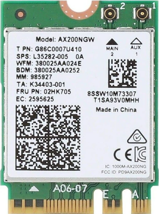 Intel Wi-Fi 6 AX200 mit vPro, 2.4GHz/5GHz WLAN, Bluetooth 5.2, M.2/A-E-Key