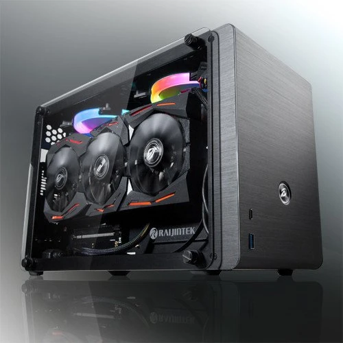 Raijintek Ophion, schwarz, Glasfenster, Mini-ITX