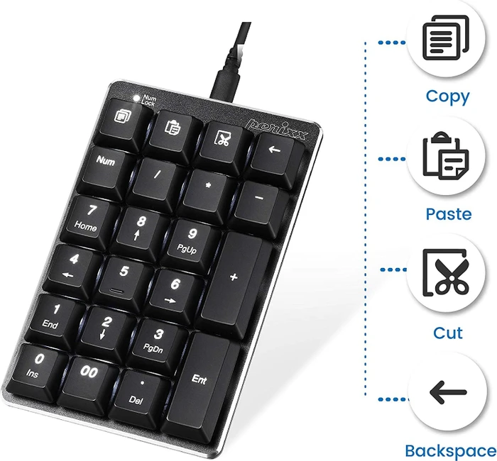 Perixx Peripad-303 U Keypad, schwarz/weiß, Kailh BROWN, USB-A