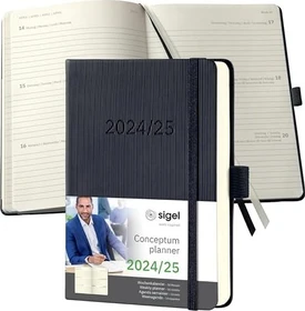 Sigel Conceptum Wochenkalender 2024/2025, A6, Hardcover, schwarz, 120 Blatt