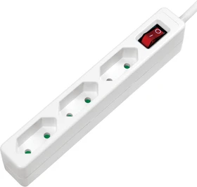 LogiLink Steckdosenleiste mit Schalter, 3-fach, Euro schmal, 1.5m, weiß