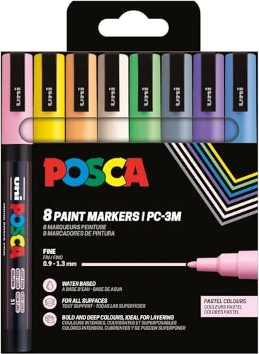 Uni-Ball POSCA PC-3M Acrylmarker Pastellfarben sortiert, 8er-Set