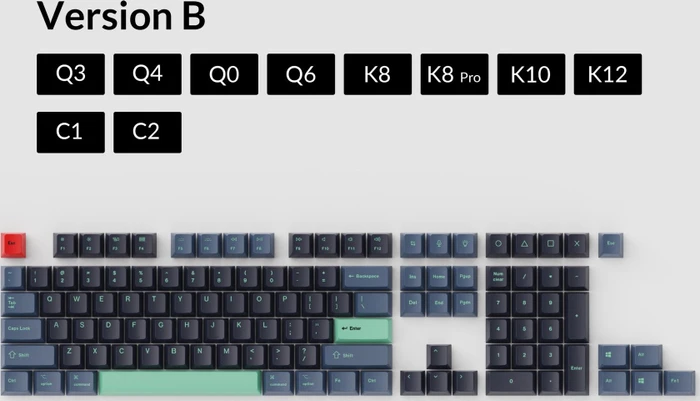 Keychron OEM Dye-Sub Keycap-Set Hacker - Version B, Kunststoff (PBT), Hacker, blau/grün, 114 Tasten, ANSI-US