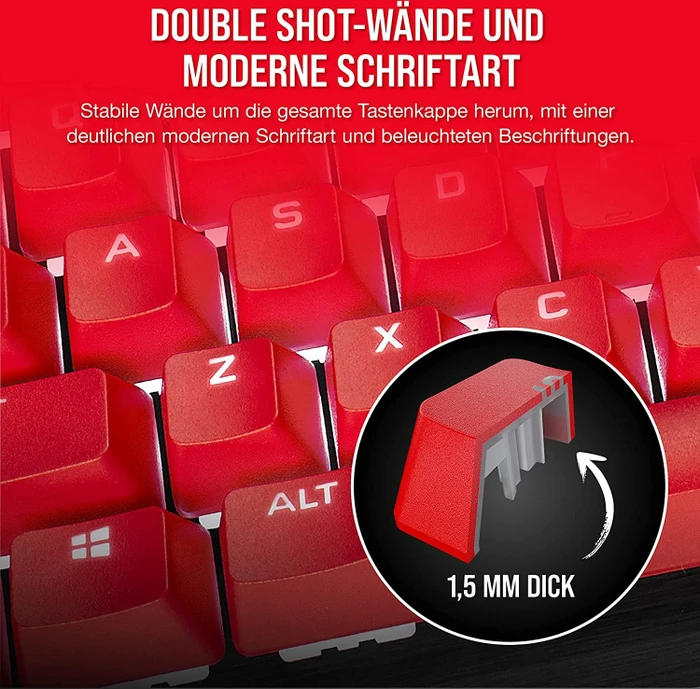 Corsair Pro Keycap Mod Kit, Kunststoff (PBT) Double-Shot, rot, 105 Tasten, ISO-DE
