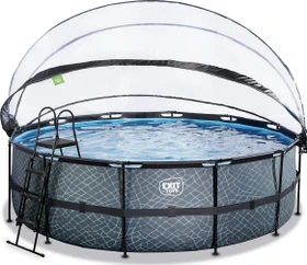 Exit Toys Stone Frame Pool mit Sandfilterpumpe und Abdeckung rund 450x122cm