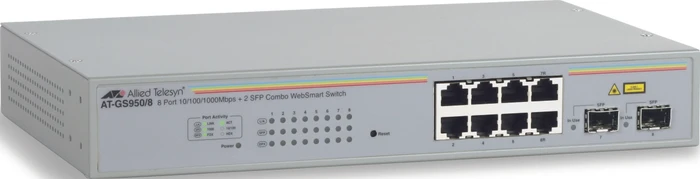 Allied Telesis GS950 Desktop Gigabit Smart Switch, 6x RJ-45, 2x RJ-45/SFP