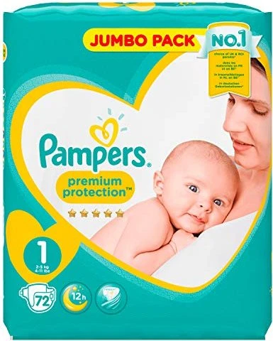 Pampers Premium Protection New Baby Gr.1 Einwegwindel, 2-5kg, 72 Stück