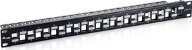 Equip Patchpanel für Keystone Module, geschirmt, 19" , 24-Port, 1HE, 19", 1HE, schwarz