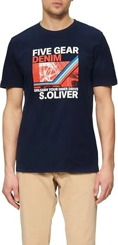 s.Oliver Frontprint T-Shirt kurzarm tiefblau (Herren)