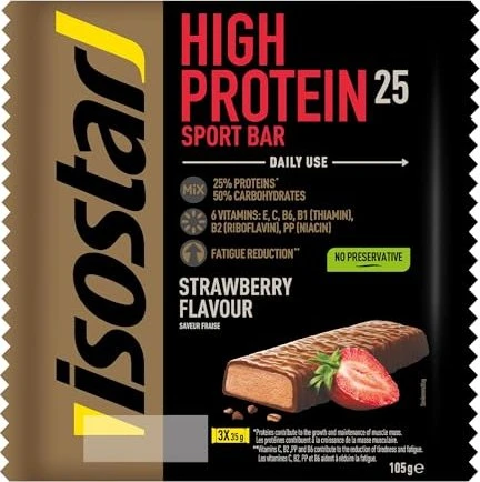 isostar High Protein 25 Riegel Erdbeer 105g (3x 35g)
