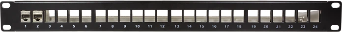 LogiLink Patchpanel für RJ-45 Keystone Module 19" , geschirmt, 24-Port, 1HE, 19", 1HE, schwarz
