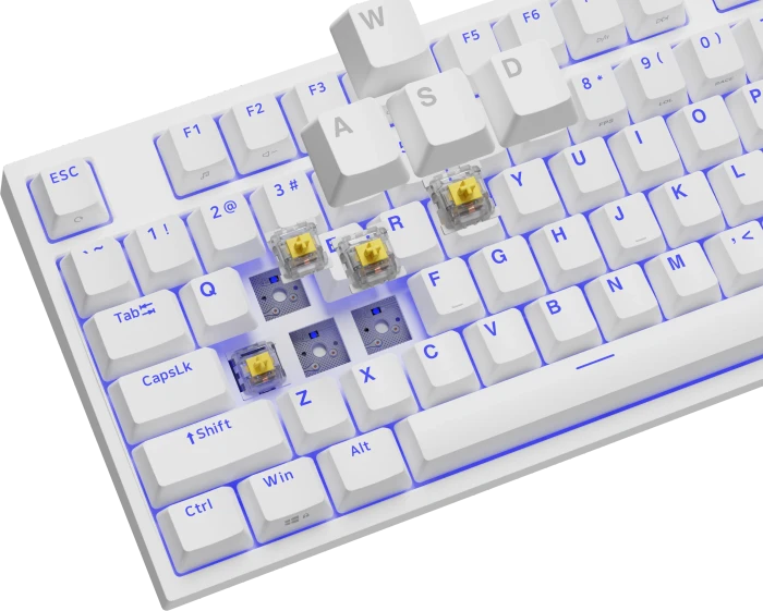 Genesis Thor 404 TKL, weiß, LEDs RGB, hot-swap, Gateron Pro YELLOW, USB, US