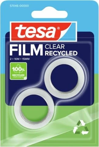 tesa tesafilm eco & clear transparent, Klebestreifen, 15mm/10m, 2 Stück