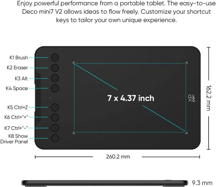 XP-Pen Deco mini7 V2, schwarz