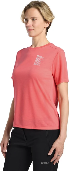 Jack Wolfskin Vonnan Graphic Funktionsshirt kurzarm explore sunset coral (Damen)
