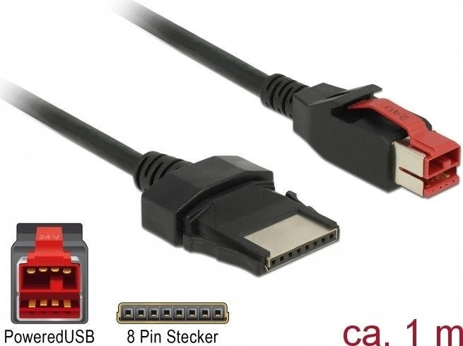 DeLOCK PoweredUSB Kabel Stecker 24V auf 8 Pin, 1m