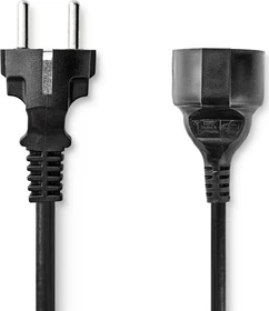 Nedis Schutzkontaktstecker zu Schutzkontaktsbuchse, 5m, schwarz