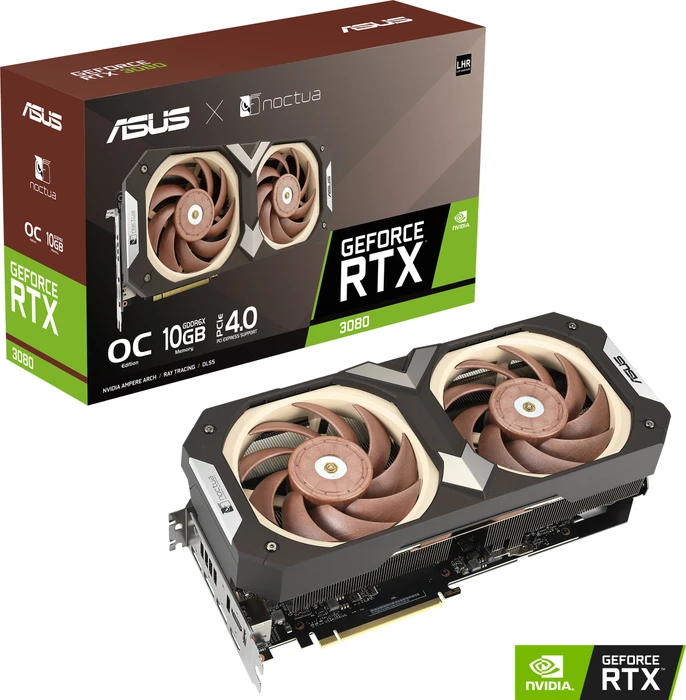 ASUS GeForce RTX 3080 Noctua OC Edition (LHR), RTX3080-O10G-NOCTUA, 10GB GDDR6X, 2x HDMI, 3x DP
