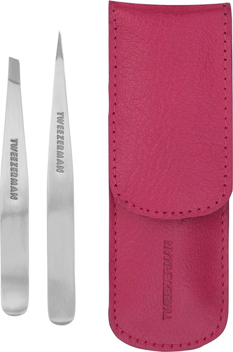 Tweezerman Petite Pinzetten-Set mit Etui pink, 2-tlg.