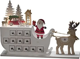 Konstsmide Holzsilhouette Holzkalender LED 4x warmweiß