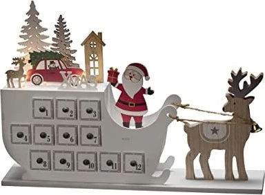 Konstsmide Holzsilhouette Holzkalender LED 4x warmweiß