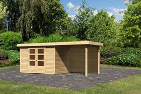 Karibu Askola 4 Gartenhaus inkl. Anbau 2.4m + Rückwand natur