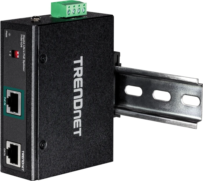 TRENDnet Industrial Railmount Gigabit PoE-Splitter, 2x RJ-45, PoE++ PD