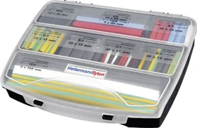 HellermannTyton ShrinkKit 321 Universal Basic Schrumpfschlauch Sortimentskoffer, farbig sortiert, 177 Stück