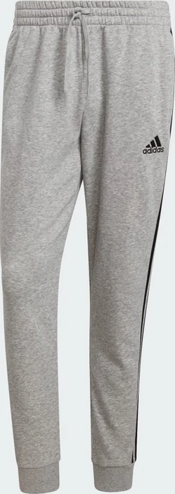 adidas Essentials Fleece Tapered Cuff 3-Streifen Trainingshose lang medium grey heather/black (Herren)