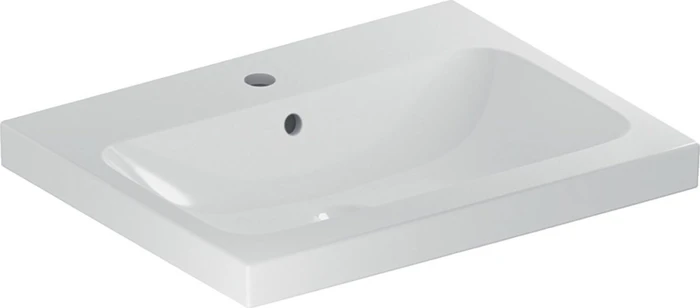 Geberit iCon Light Aufsatzwaschtisch 60cm, Hahnloch mittig, mit Überlauf, weiß matt