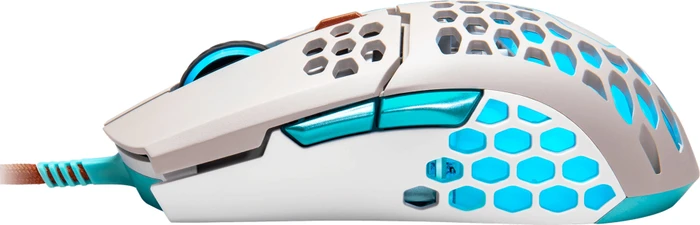Cooler Master MasterMouse MM711 Retro RGB Gaming Maus grau/hellblau/rot, USB