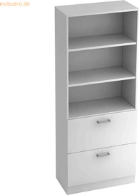 Hammerbacher HR-Schrank 5OH V7300, Chromgriff, weiß/weiß, Aufbewahrungskombination